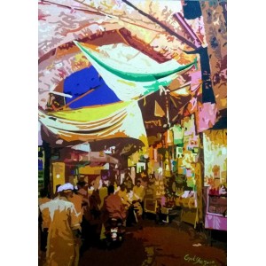 Gul-e-Shazma, 30 x 42 Inch, Oil on Canvas, Cityscape Painting, AC GES CEAD 012
